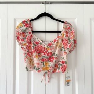 NWT Love and Piece Bright Floral Cropped Blouse Top
